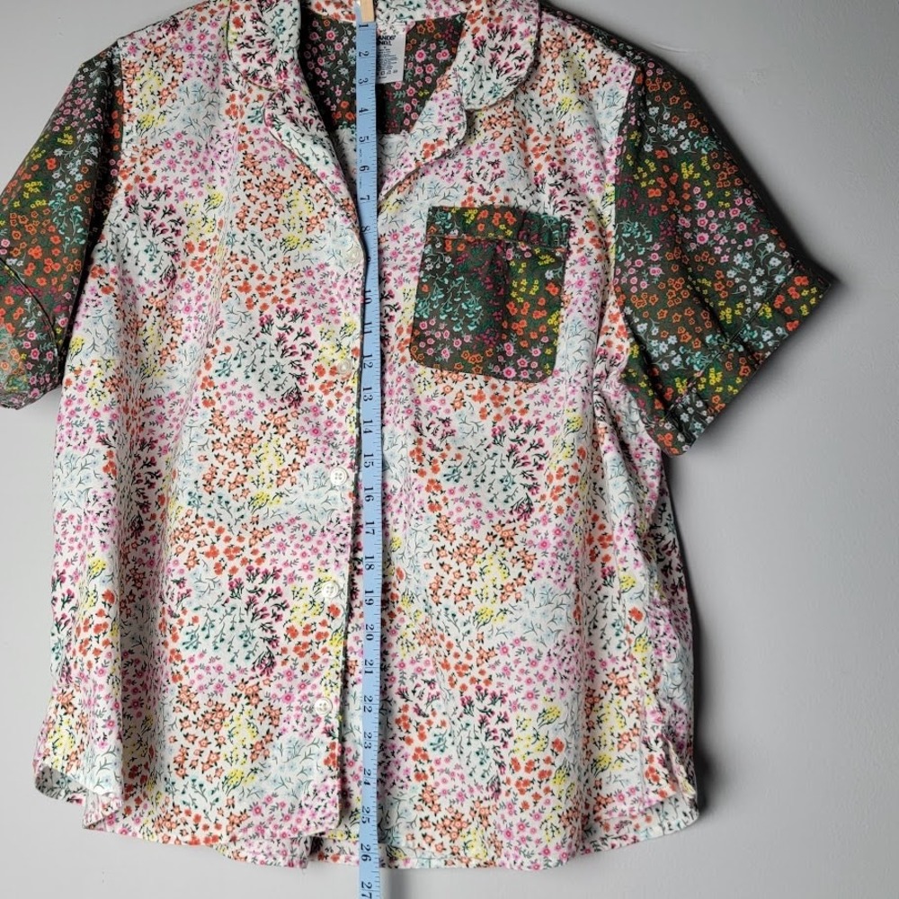 Lands' End Pajama Top‎ 1X Floral Button Front Cotton India Cottagecore Soft - Picture 3 of 7